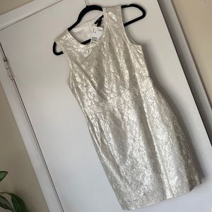 H&M white metallic dress gold flecks  nwt bridal bride wedding